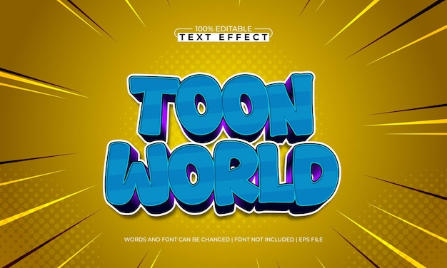 toon world editable text effect with a comic and kids text style