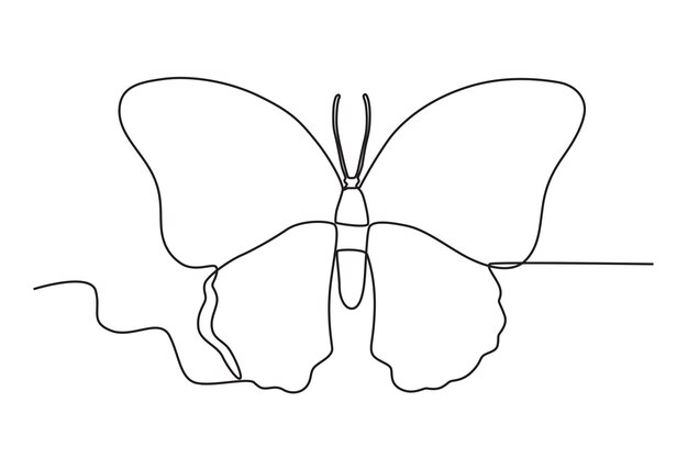 Top view of a flying butterfly Butterfly oneline drawing