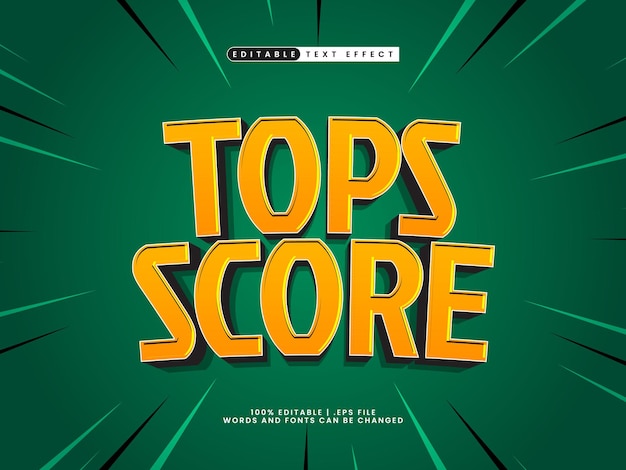 tops score editable text effect in game and kids text style