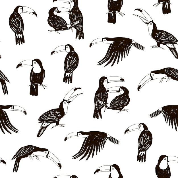 toucan bird vector seamless pattern