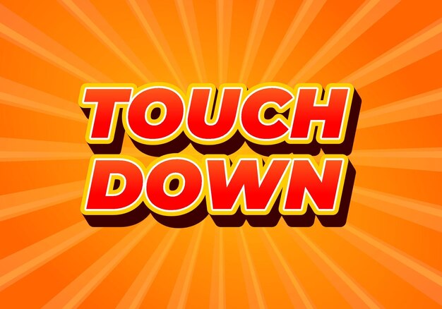 touch down text effect in eye catching color with 3d look effect