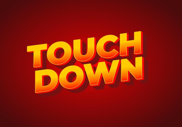touch down text effect in eye catching color with 3d look effect