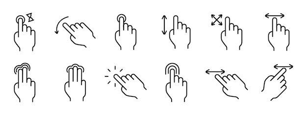 Touch pad icon Index finger doubleclick decrease increase turn rotation approximation press Scrolling click arrow sensor turn Zoom in move response time x2