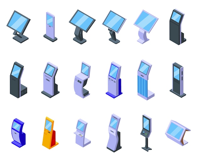 touchscreen icons set isometric vector phone system