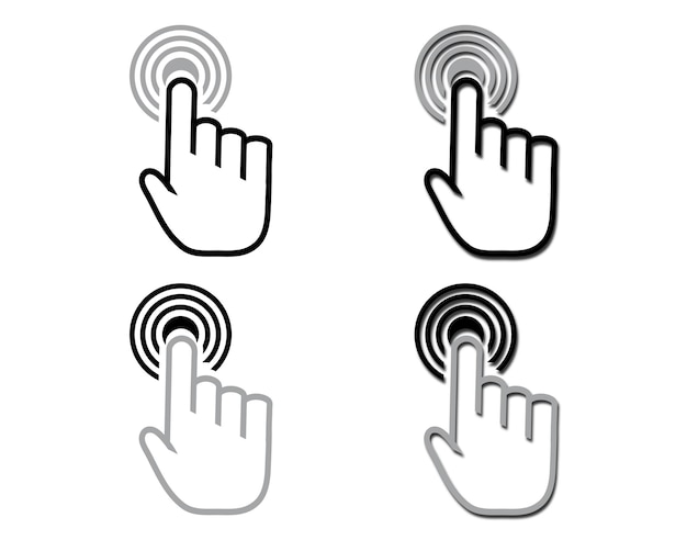 Touchscreen interaction icon Pointer click icon Clicking the cursor line symbol and pointing hand