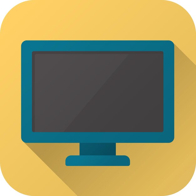 Toy computer monitor in simple design with long shadow Vector flat icon