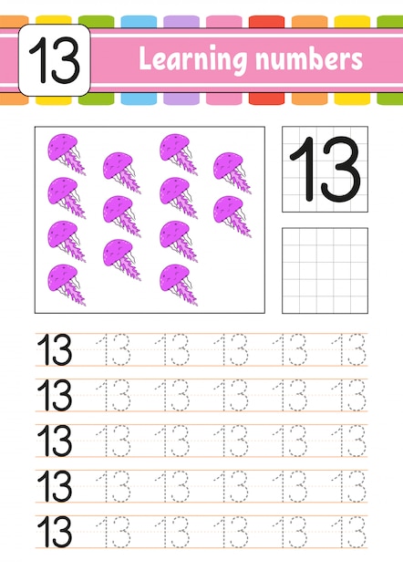 trace and write. handwriting practice. learning numbers for kids. education developing worksheet.