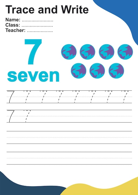 Trace and write number for children Exercise for children to recognize the number