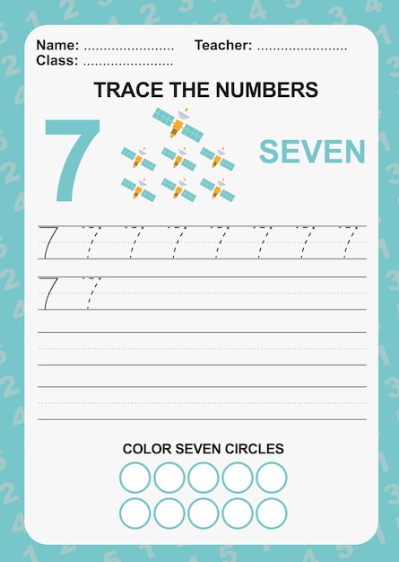 Trace and write number for children Exercise for children to recognize the number