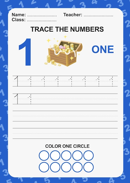 Trace and write number for children Exercise for children to recognize the number