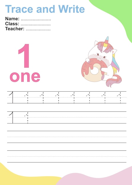 Trace and write number for children Exercise for children to recognize the number