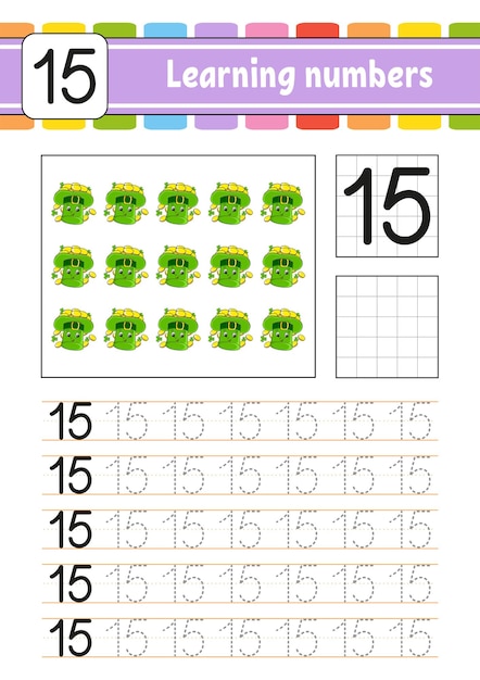 trace and write numbers handwriting practice learning numbers for kids education developing worksheet activity page vector illustration
