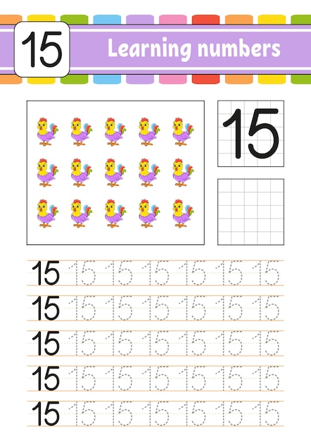 trace and write numbers handwriting practice learning numbers for kids education developing worksheet activity page vector illustration