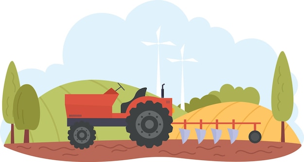 Tractor Working On Field