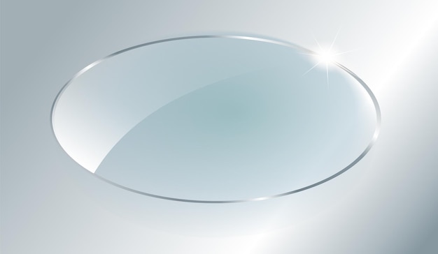 Transparent round circle see through element on checkered background glass plate mock up