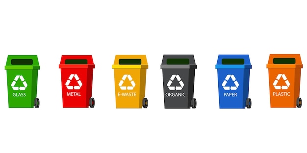 Trash can icon collection Bin icon set Separation concept Plastic containers for garbage