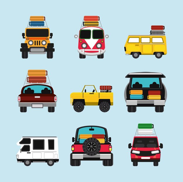 Travel cars with suitcases set