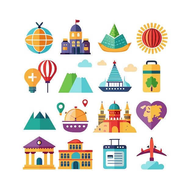 Travel Icon Set Vector Illustration for Documents Websites and Mobile Applications