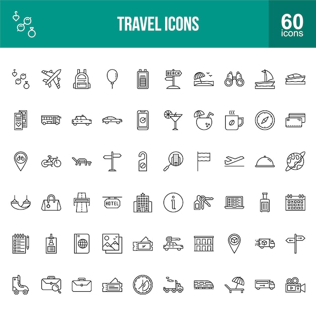 Travel Line Icons Set