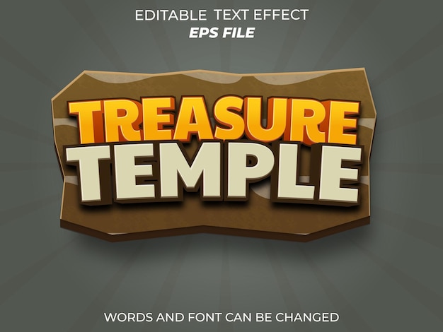 treasure temple text effect font editable typography 3d text for games vector template