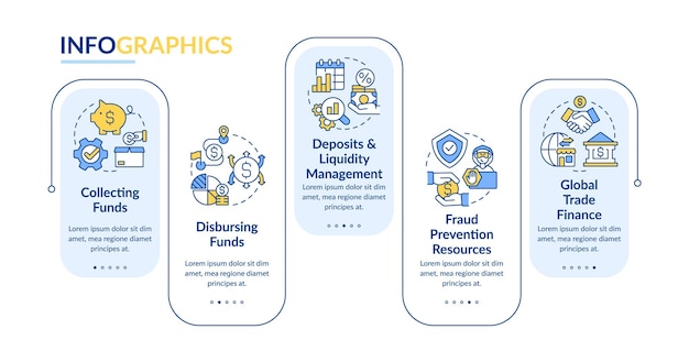 Treasury management services blue rectangle infographic template