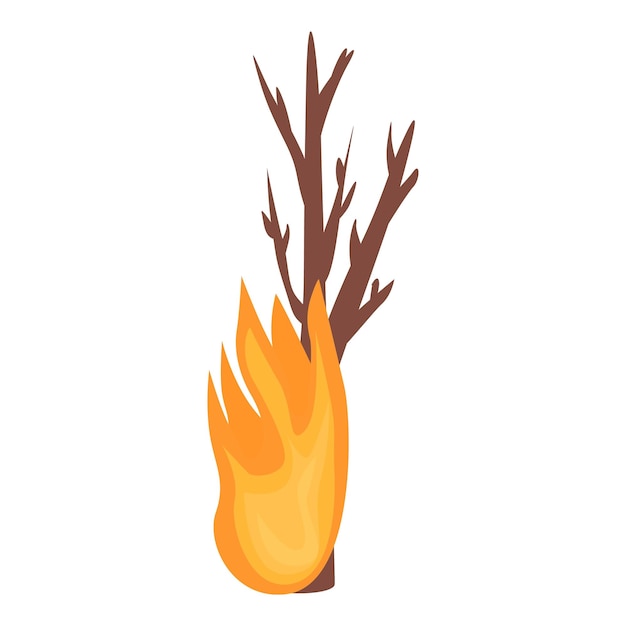 tree in fire icon cartoon of tree in fire vector icon for web design isolated on white background