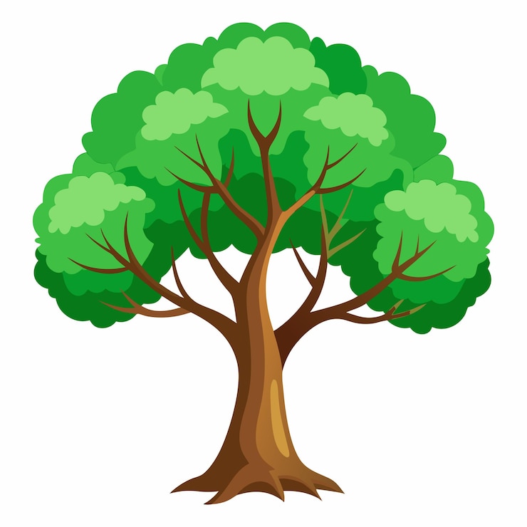 Vektori tree with green leaves vector on whitebackground