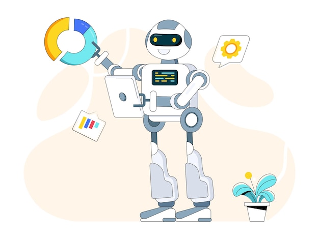 Trendikäs kaksiulotteinen robottichatin kuvitus
