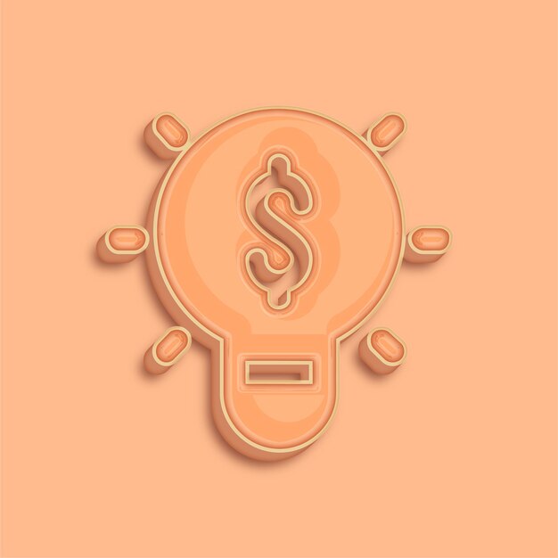 trendsetting modern 3d peach fuzz color money idea bulb icon with background
