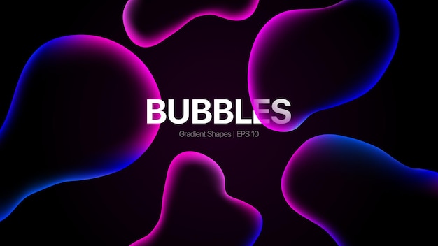 Trendy Dark Abstract Background. Bubbles Shapes. Liquid and Fluid Style. Vector illustration