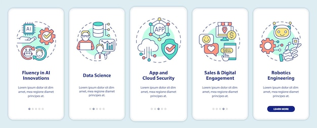 Trendy digital skills onboarding mobile app screen