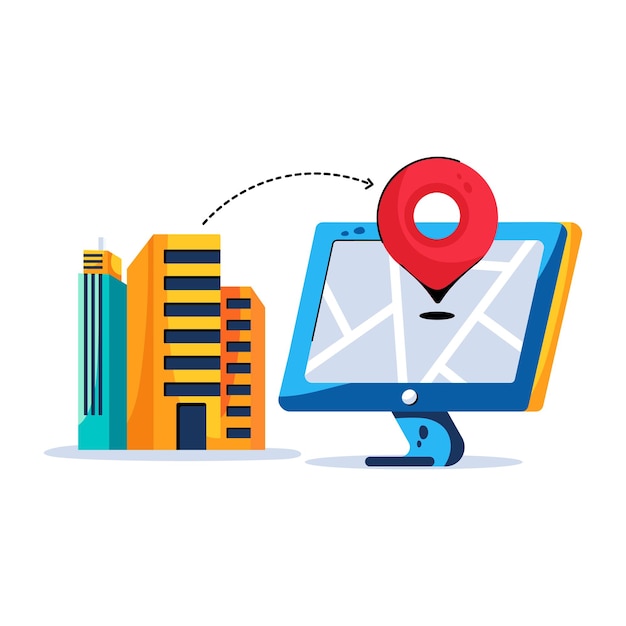 trendy flat icon of digital map
