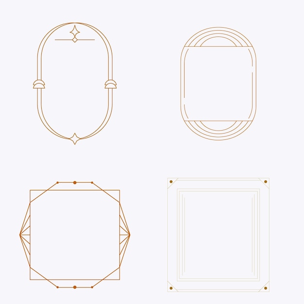 trendy line elements set minimalist frames and borders with twinkle stars different aesthetic oval
