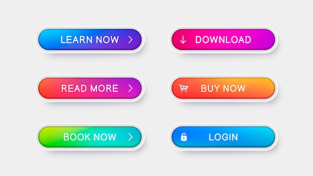 Trendy vector buttons for web design.