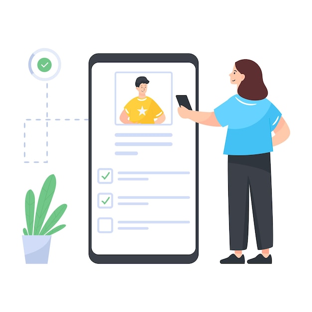 Trendy vector of online form filling character illustration