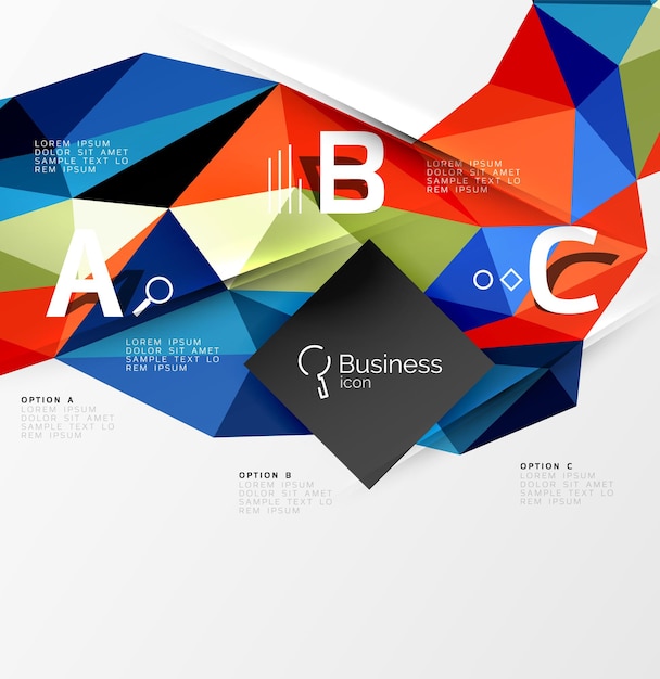 Triangle mosaic vector abstract template Vector abstract background for workflow layout diagram number options or web design