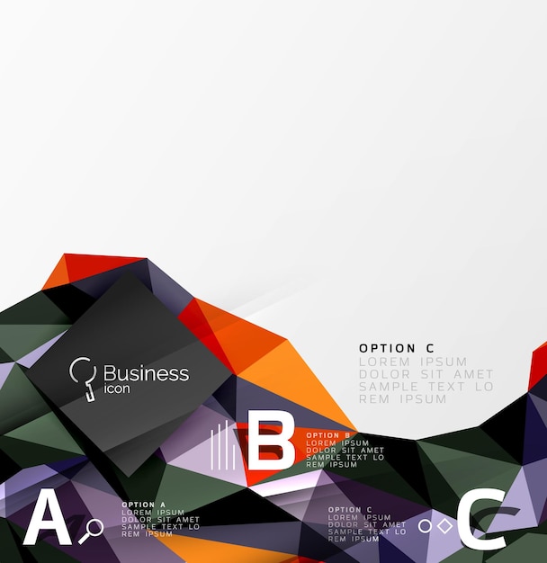 Triangle mosaic vector abstract template Vector abstract background for workflow layout diagram number options or web design