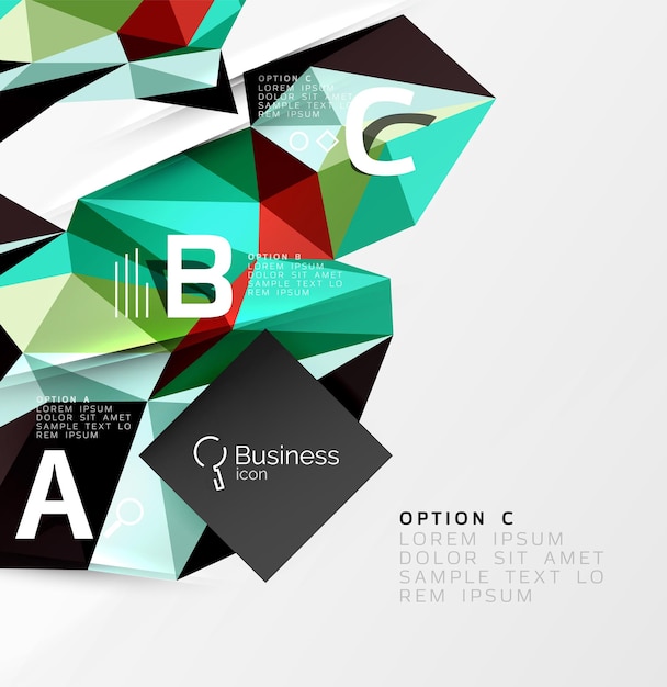 Triangle mosaic vector abstract template Vector abstract background for workflow layout diagram number options or web design