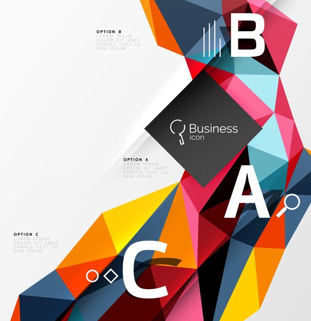 Triangle mosaic vector abstract template Vector abstract background for workflow layout diagram number options or web design