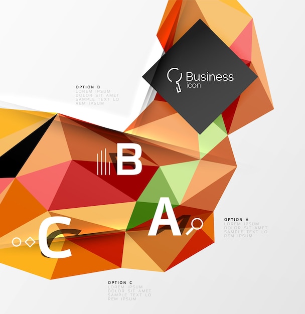 Triangle mosaic vector abstract template Vector abstract background for workflow layout diagram number options or web design