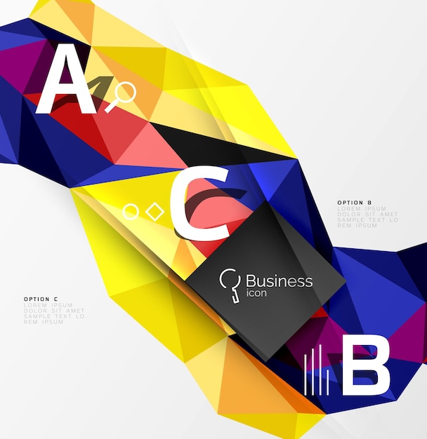 Triangle mosaic vector abstract template Vector abstract background for workflow layout diagram number options or web design