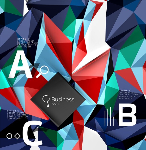 Triangle mosaic vector abstract template Vector abstract background for workflow layout diagram number options or web design