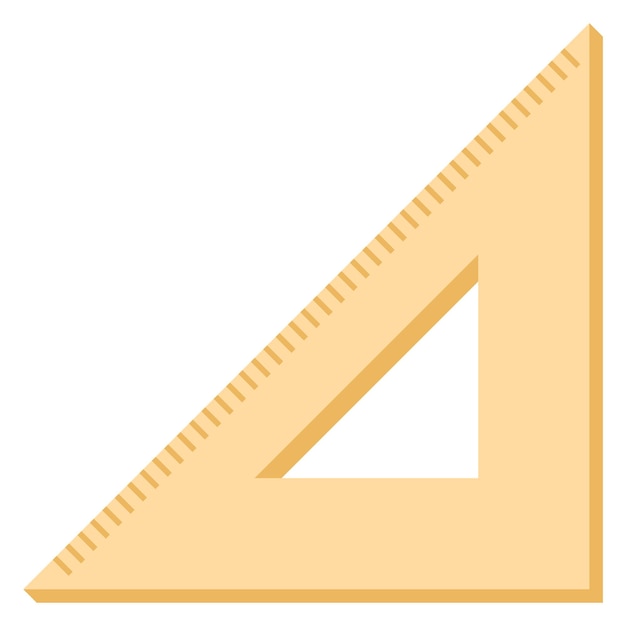 Triangle ruler cartoon icon Wooden measure tool isolated on white background