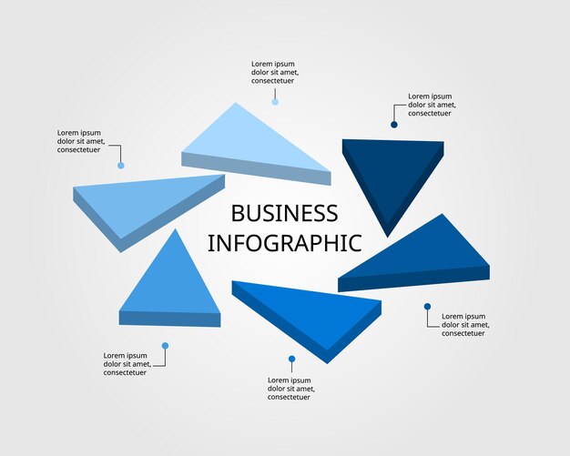 triangle template for infographic for presentation for 6 element