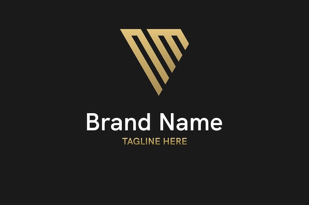 Triangular abstract design Triangular logo design with letter NM or MN