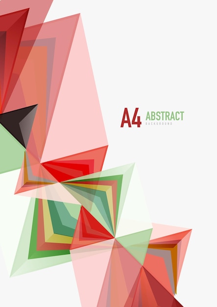 Triangular low poly vector a4 size geometric abstract template Multicolored triangles on light background futuristic techno or business design