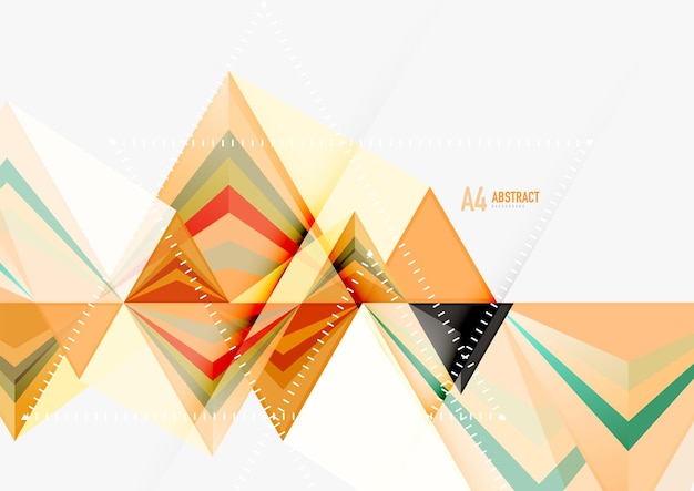 Triangular low poly vector a4 size geometric abstract template Multicolored triangles on light background futuristic techno or business design