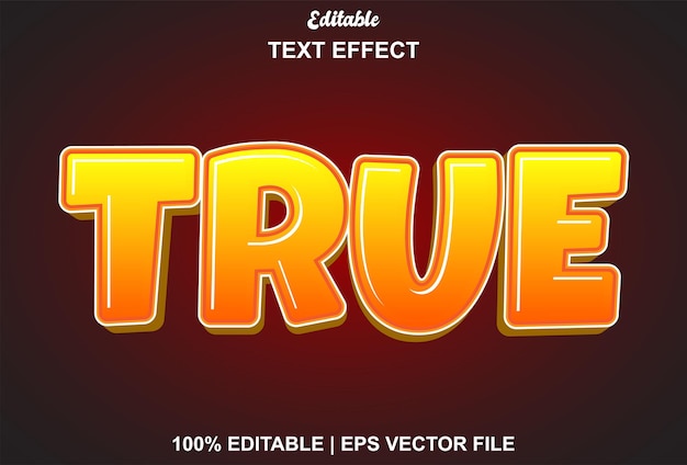 true text effect with orange color editable
