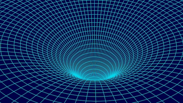 Tunnel or wormhole Wireframe 3D surface tunnel grid