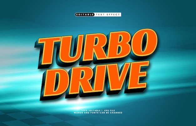 turbo drive editable text effect with a race speed and champion theme